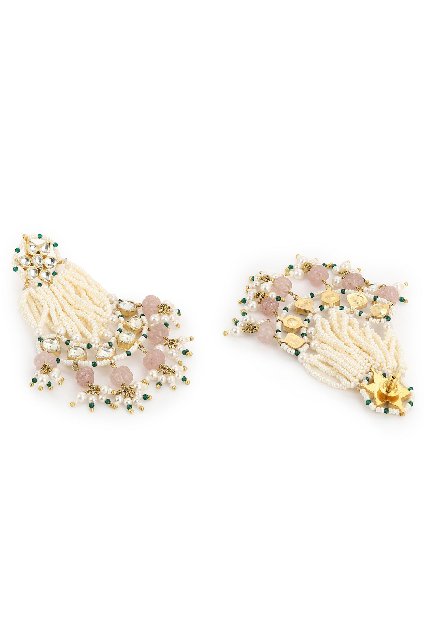 PASSA AHMEDABADI EARRINGS-ROSE QUARTZ