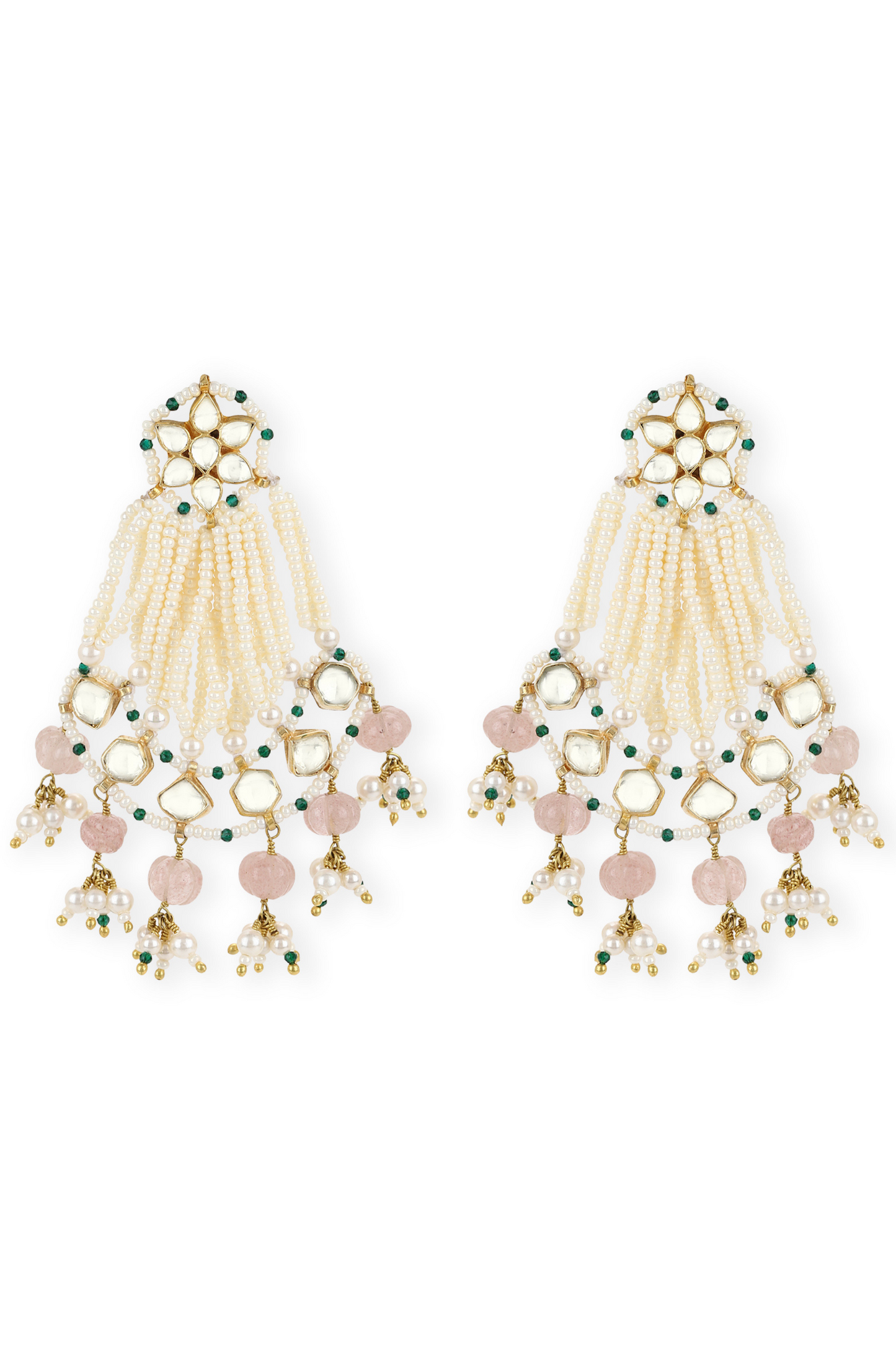 PASSA AHMEDABADI EARRINGS-ROSE QUARTZ