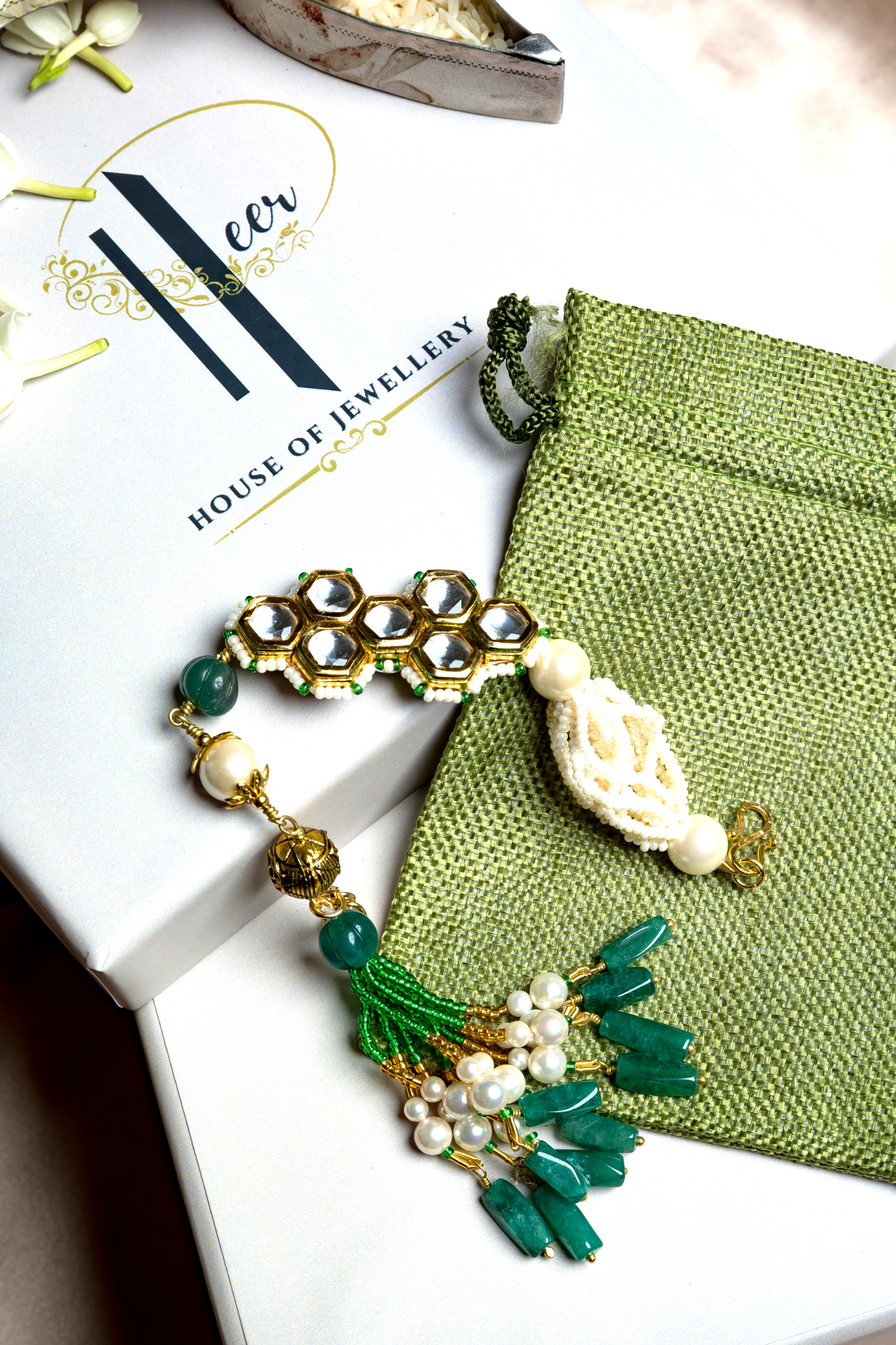 KASHTI LUMBA BRACELET RAKHI SET- GREEN