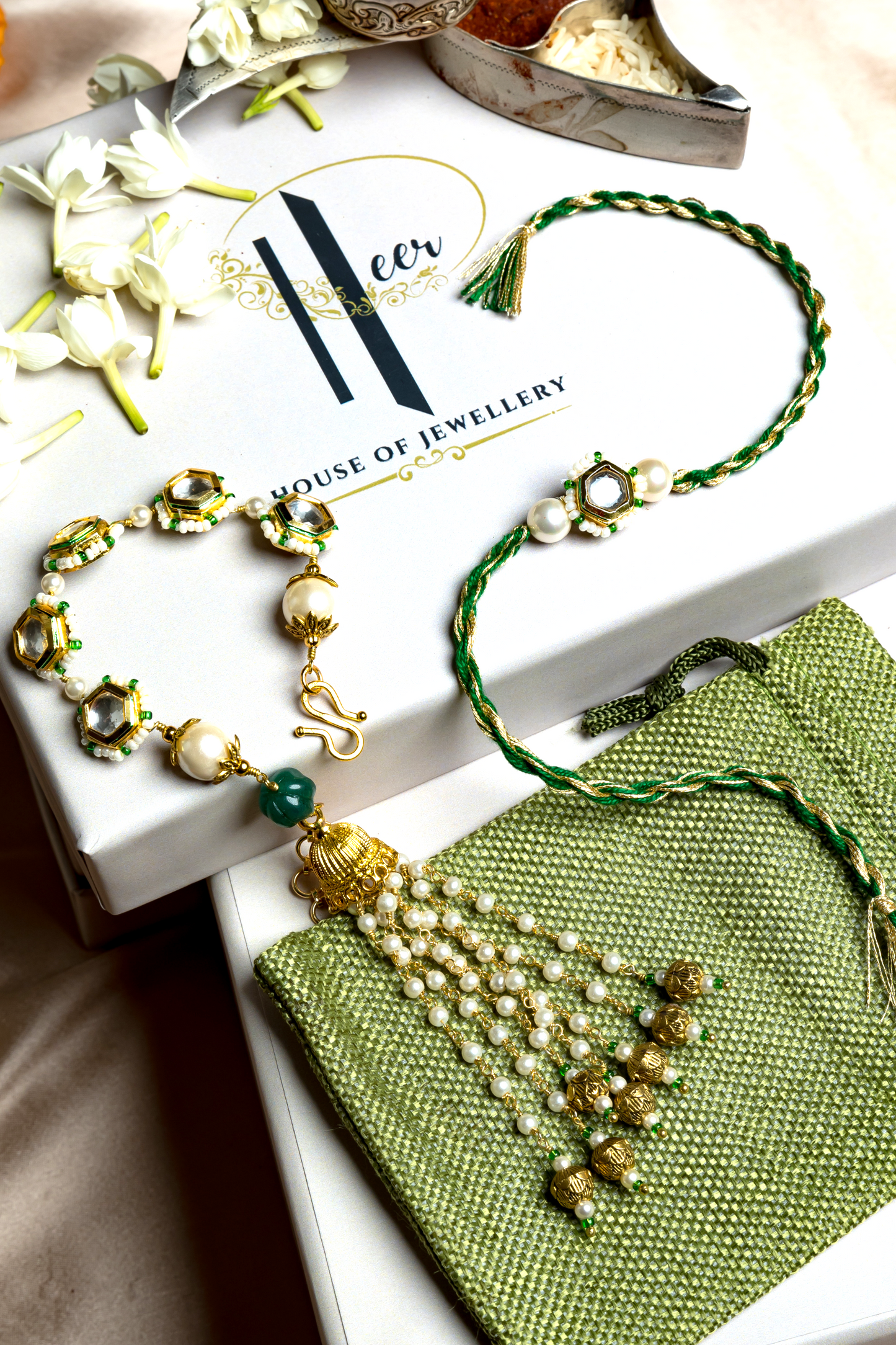 KUBERA LUMBA RAKHI SET- GREEN