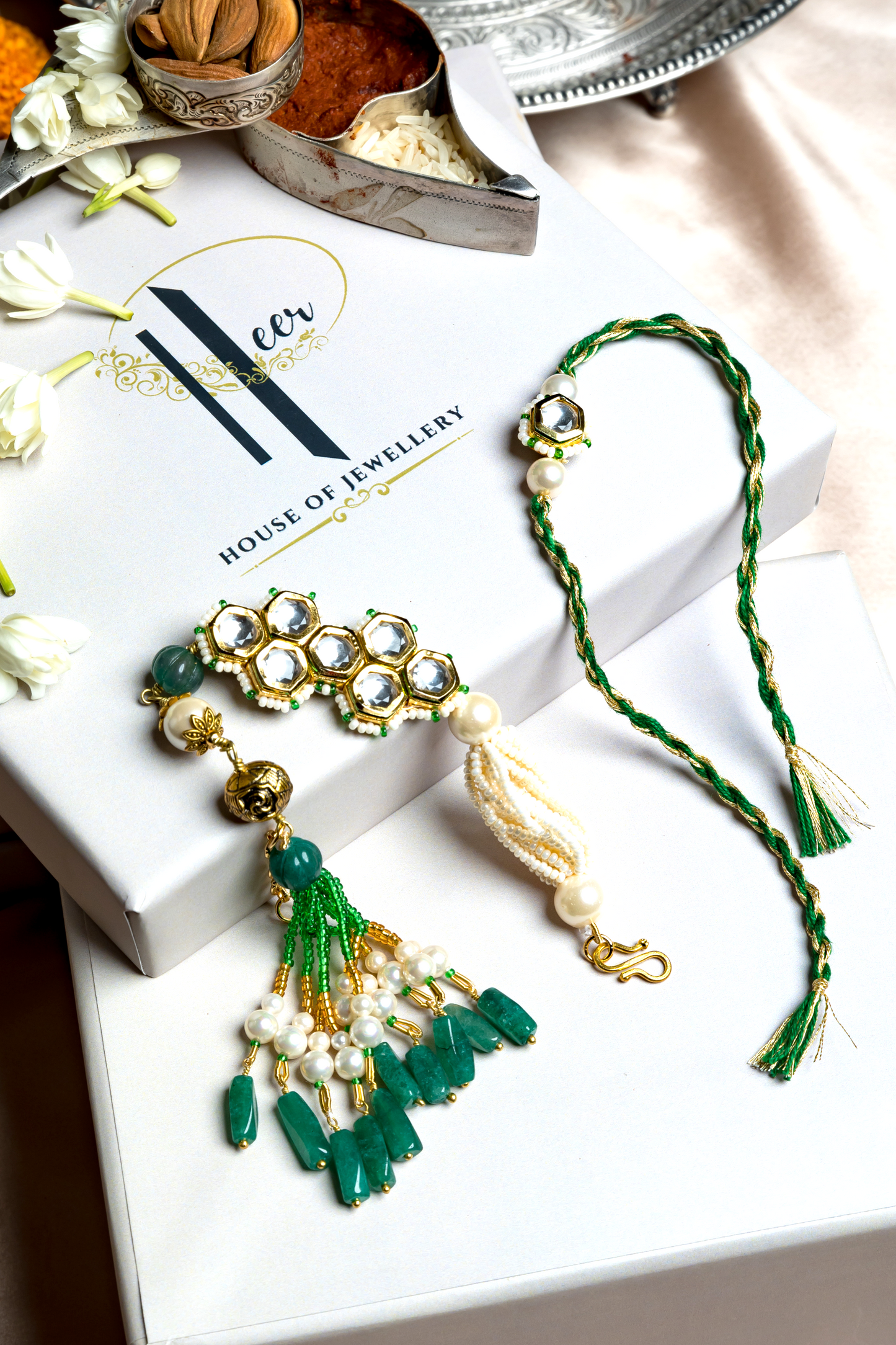 KASHTI LUMBA BRACELET RAKHI SET- GREEN