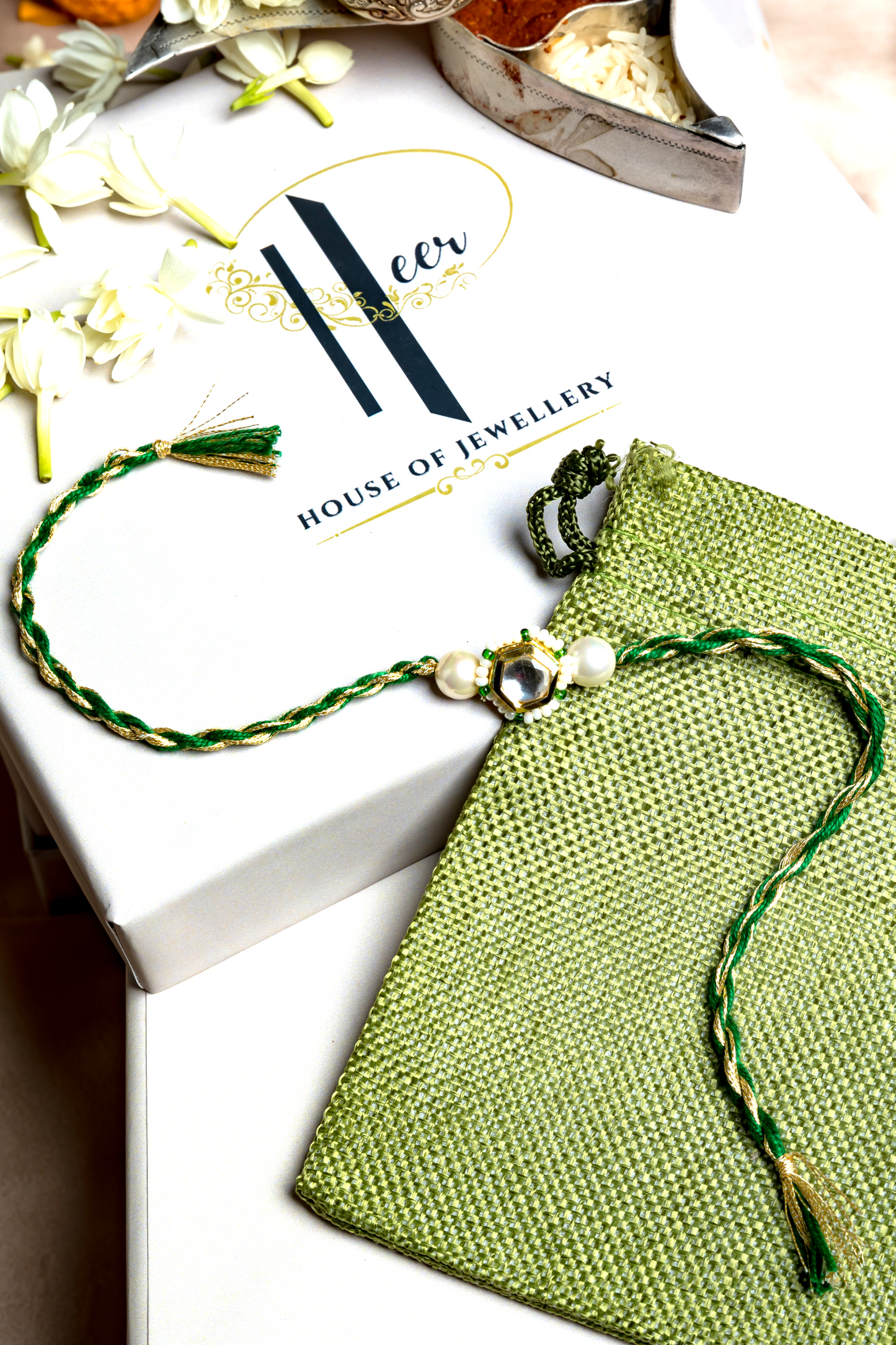 KASHTI LUMBA BRACELET RAKHI SET- GREEN