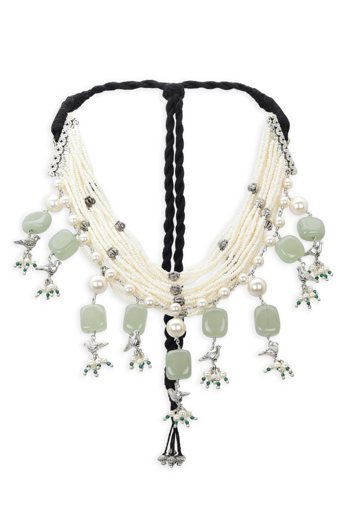 BIRD SAGE GREEN CHOKER WITH EARRINGS