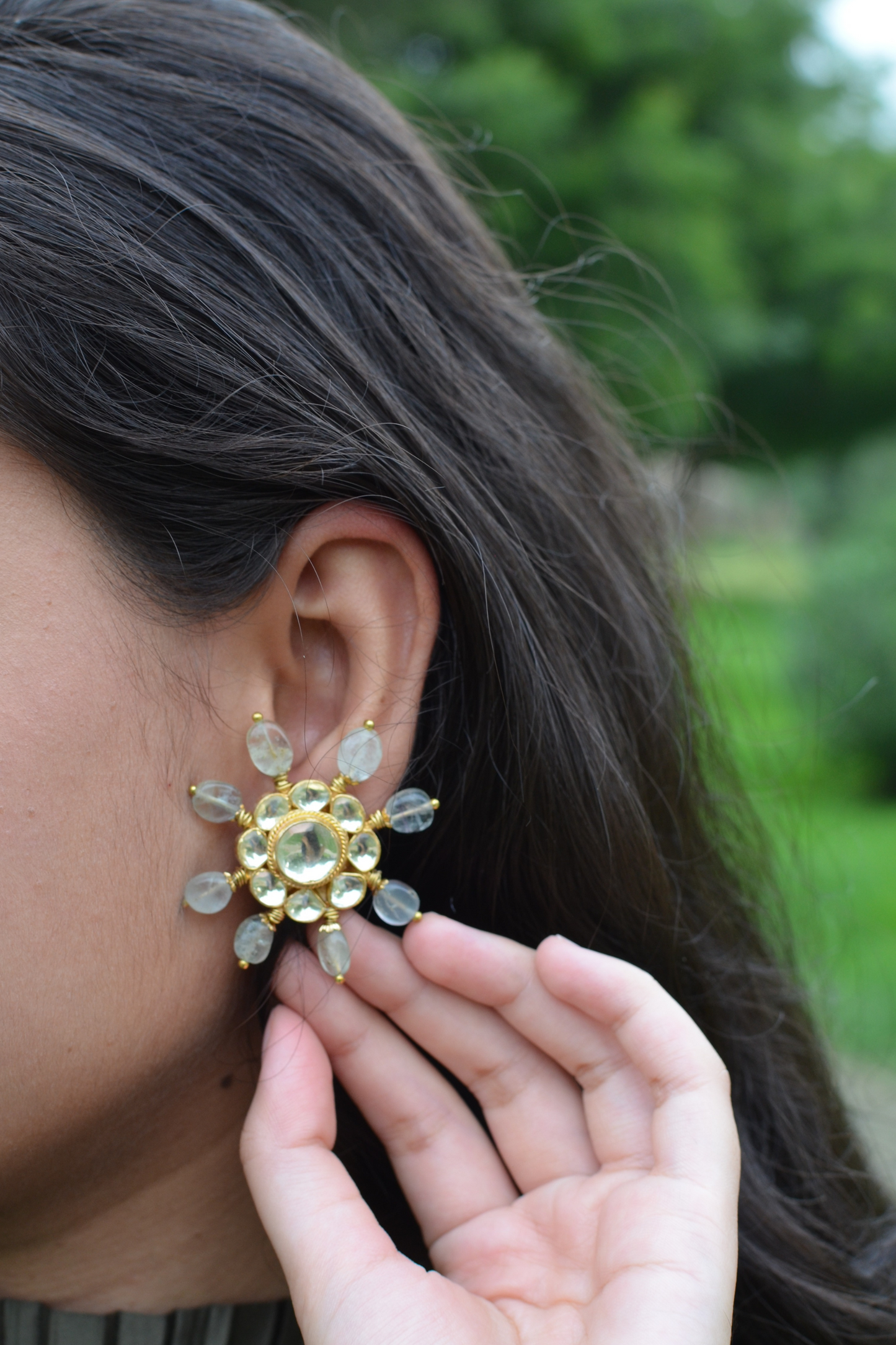 CHANDA POLKI CHOKER & TARAMEEN SAGE EARRINGS