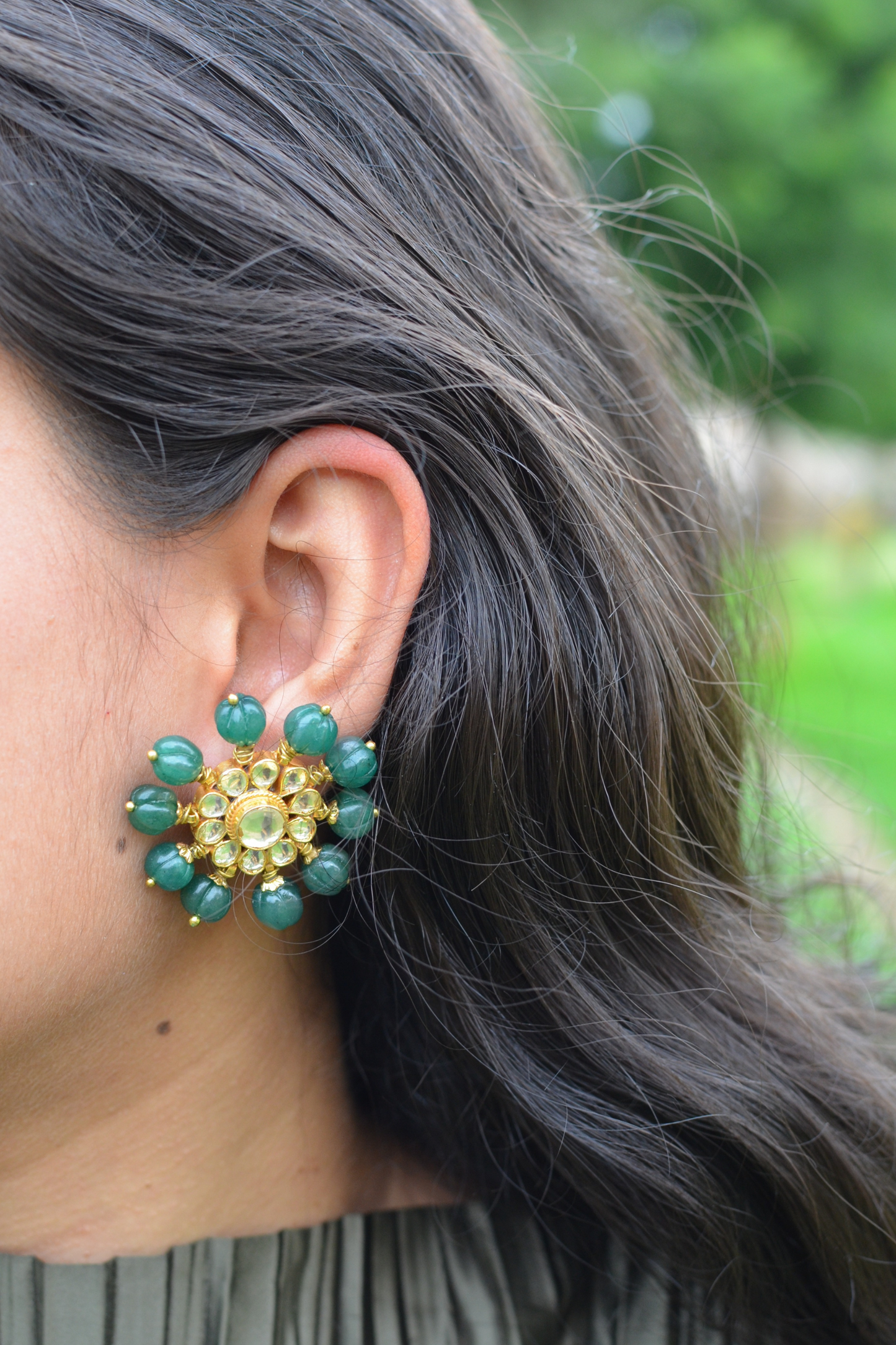 TARAMEEN EARRINGS- EMERALD GREEN