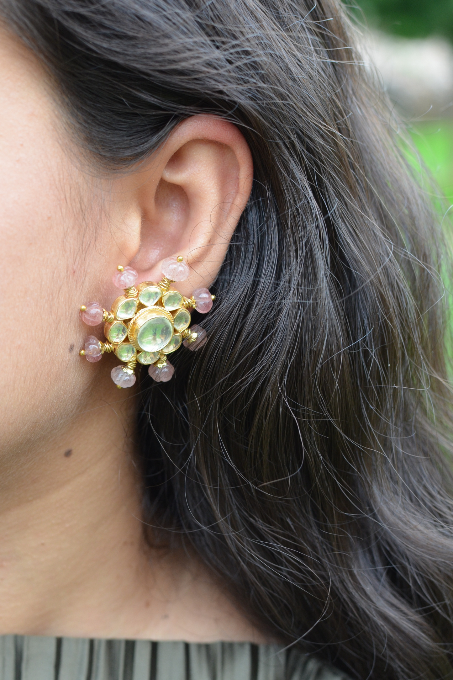 TARAMEEN EARRINGS- ROSE QUARTZ COLOUR