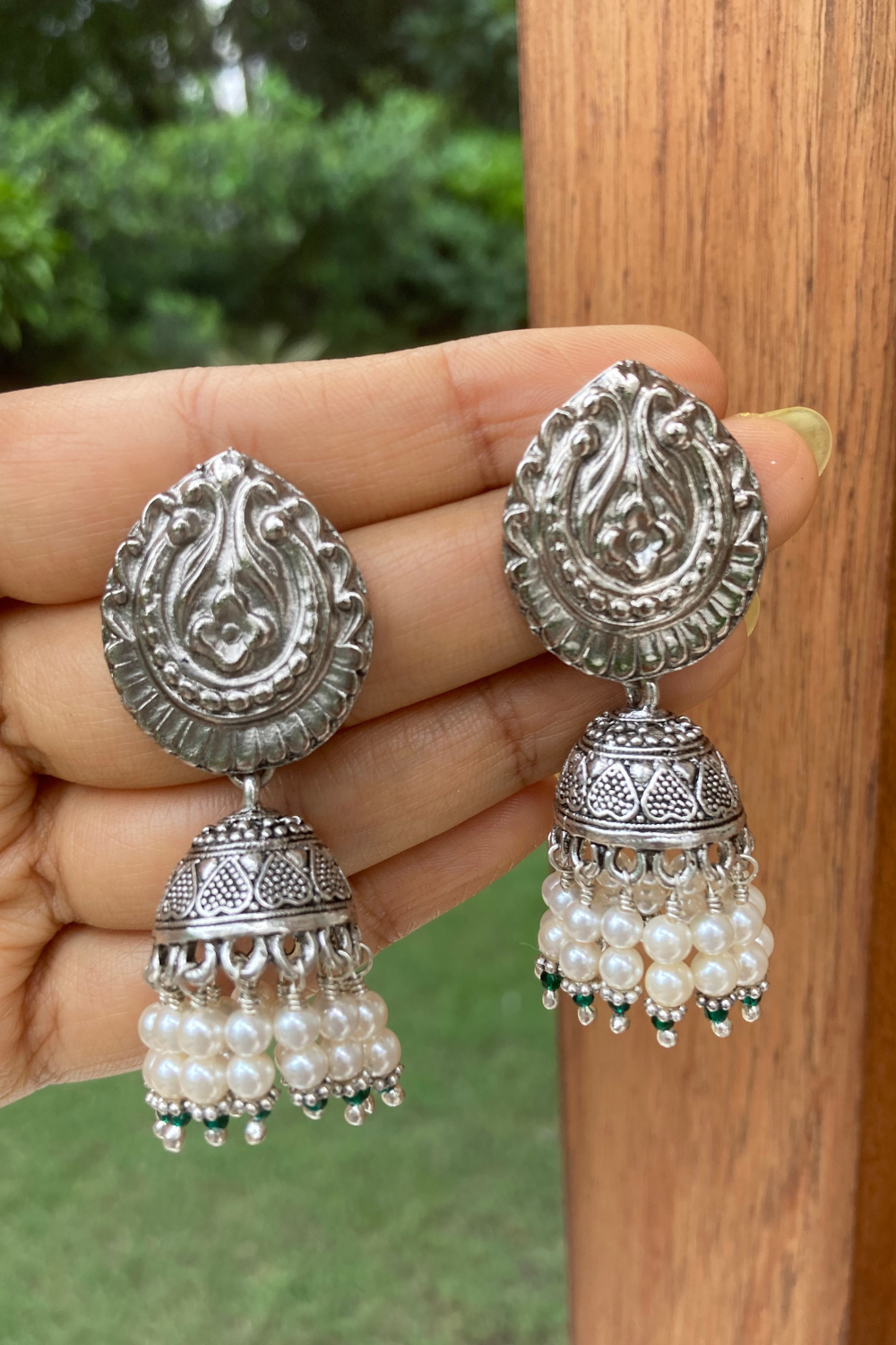 BETEL LEAF JHUMKIS- GREEN