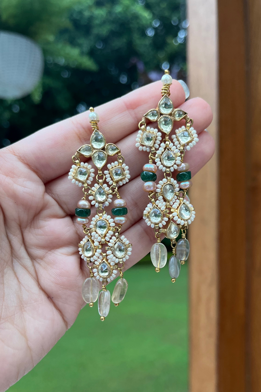 AATHSI EARRINGS- GREEN & CITRINE