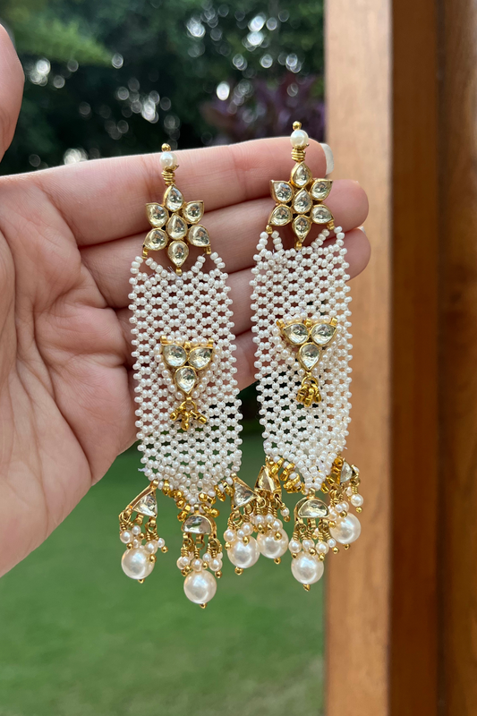 PHOOLJALI PEARLS EARRINGS - CITRINE AND GOLD