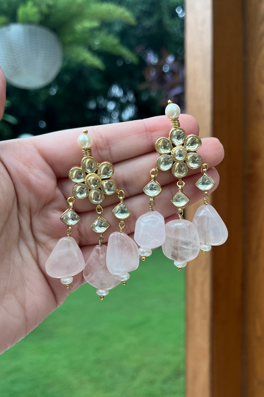 GUL POLKI EARRINGS - BABY PINK