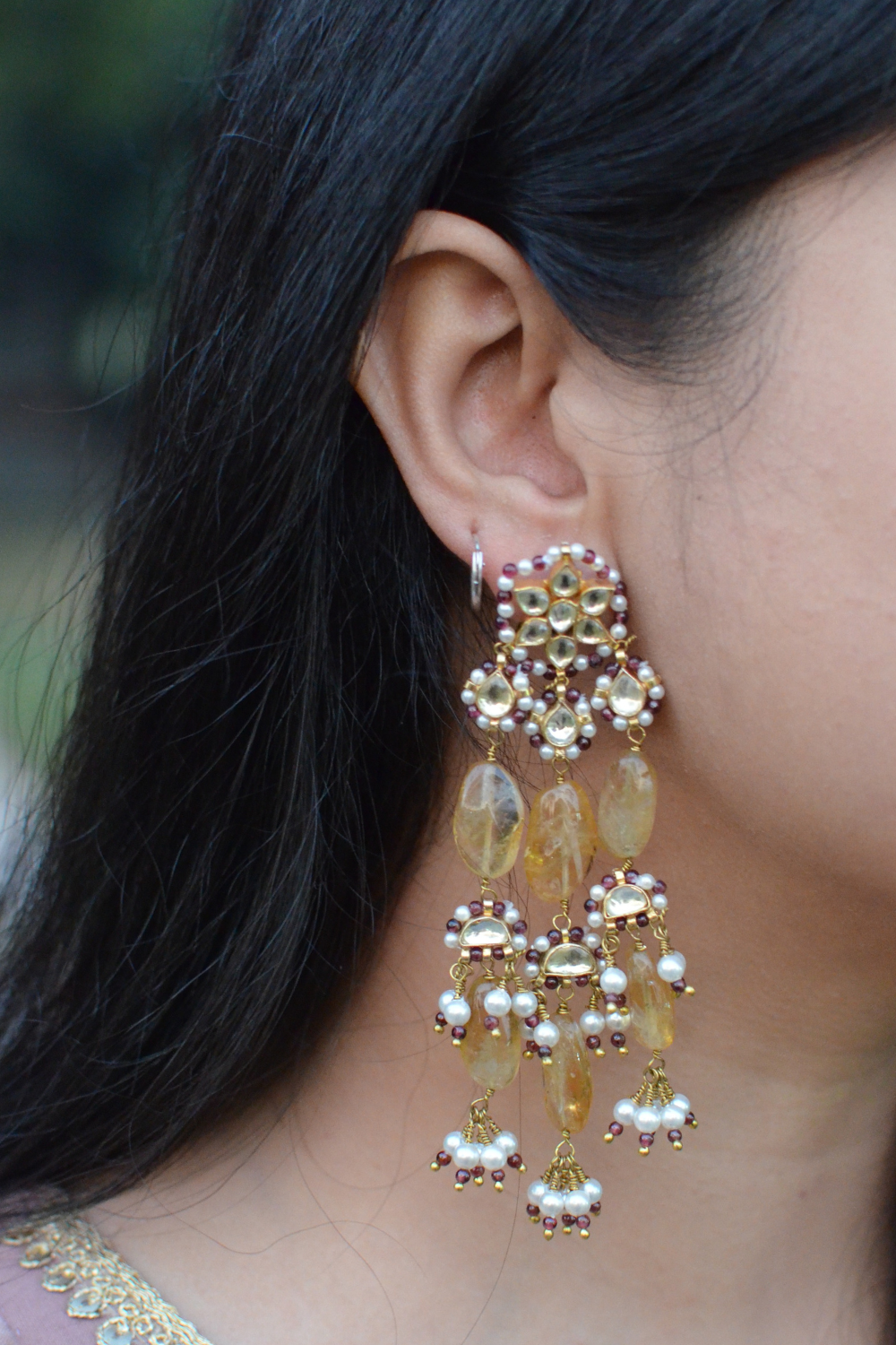 AMBER AHMEDABADI EARRINGS- RED