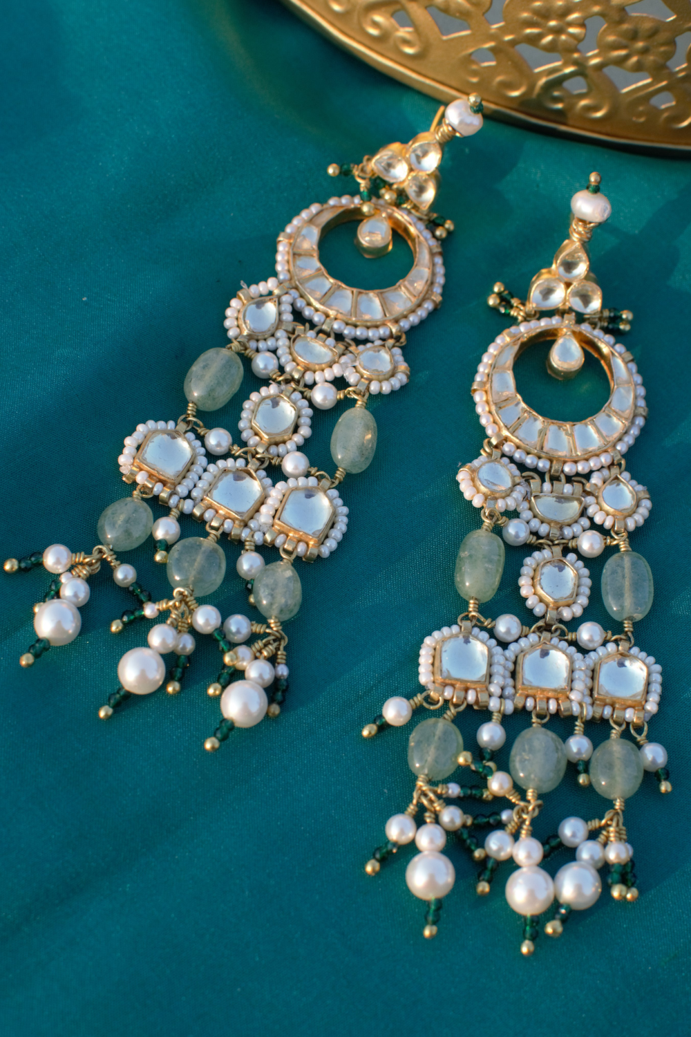 CHAAND JAALI EARRINGS- MINT GREEN