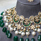 STATEMENT EMERALD BRIDAL CHOKER SET WITH STUDS