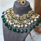 STATEMENT EMERALD BRIDAL CHOKER SET WITH STUDS