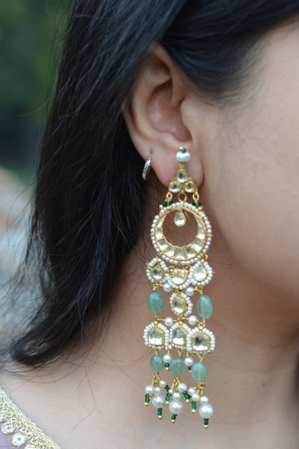 CHAAND JAALI EARRINGS- MINT GREEN