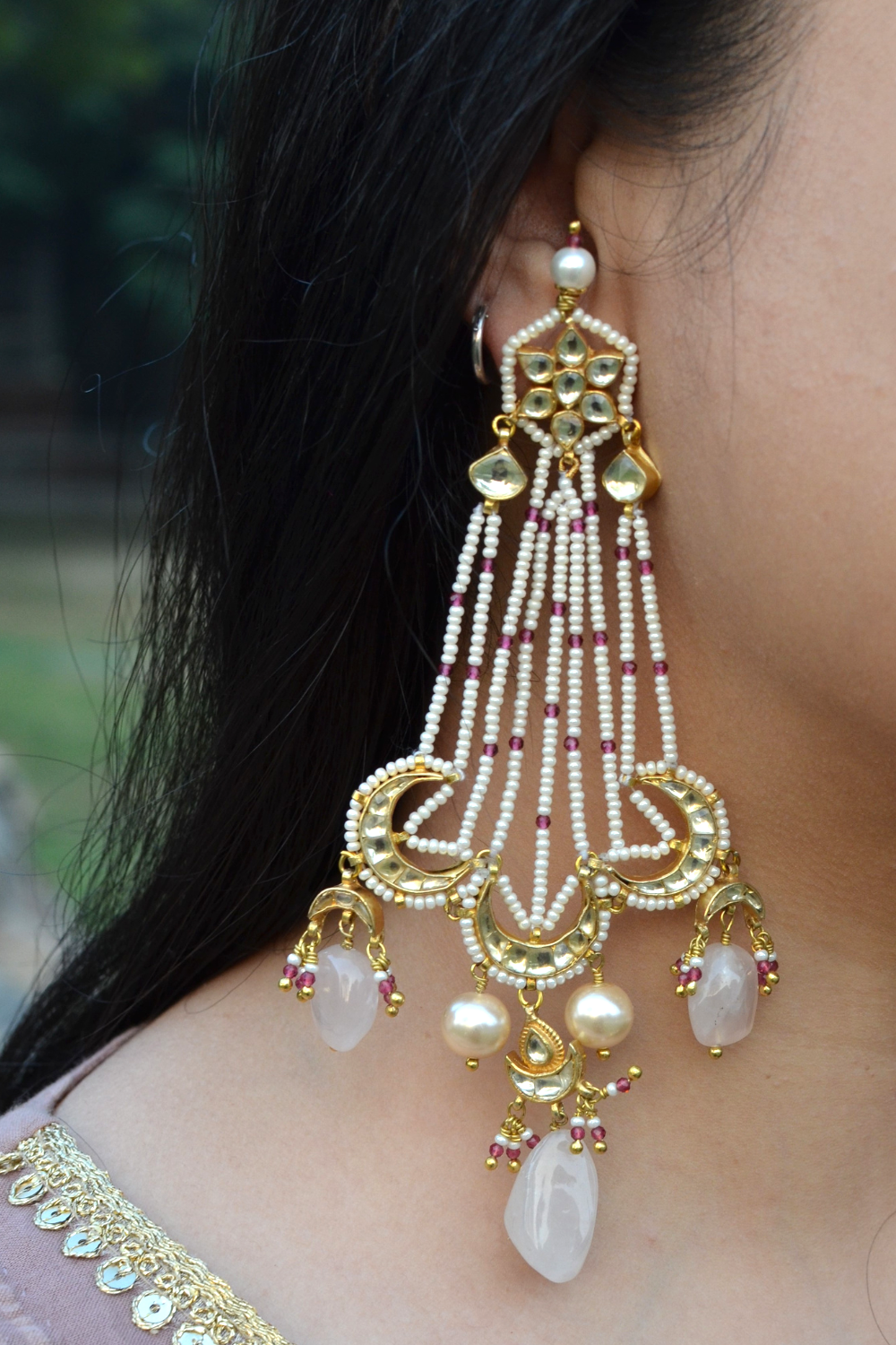 CHANDRIKA JHOOMAR EARRINGS- PINK