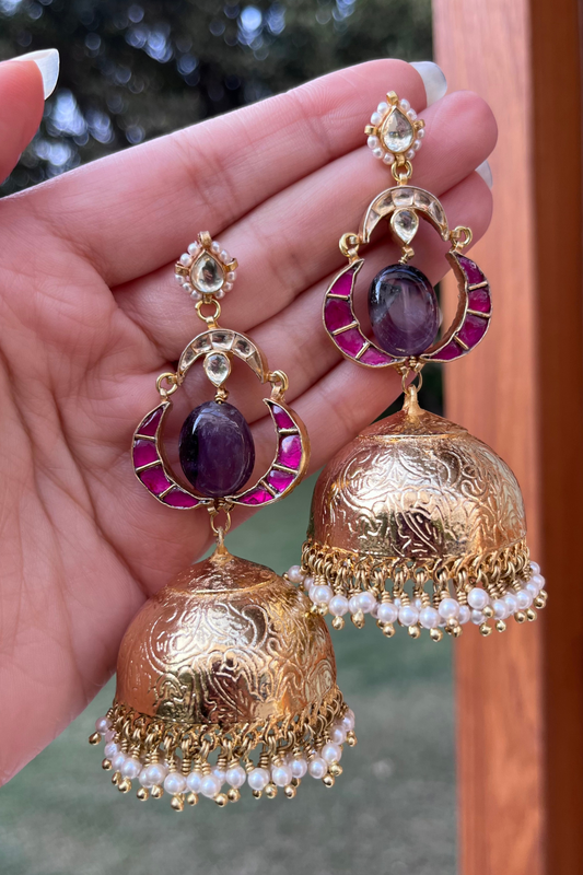 TRIDHANI JHUMKAS - AMETHYST