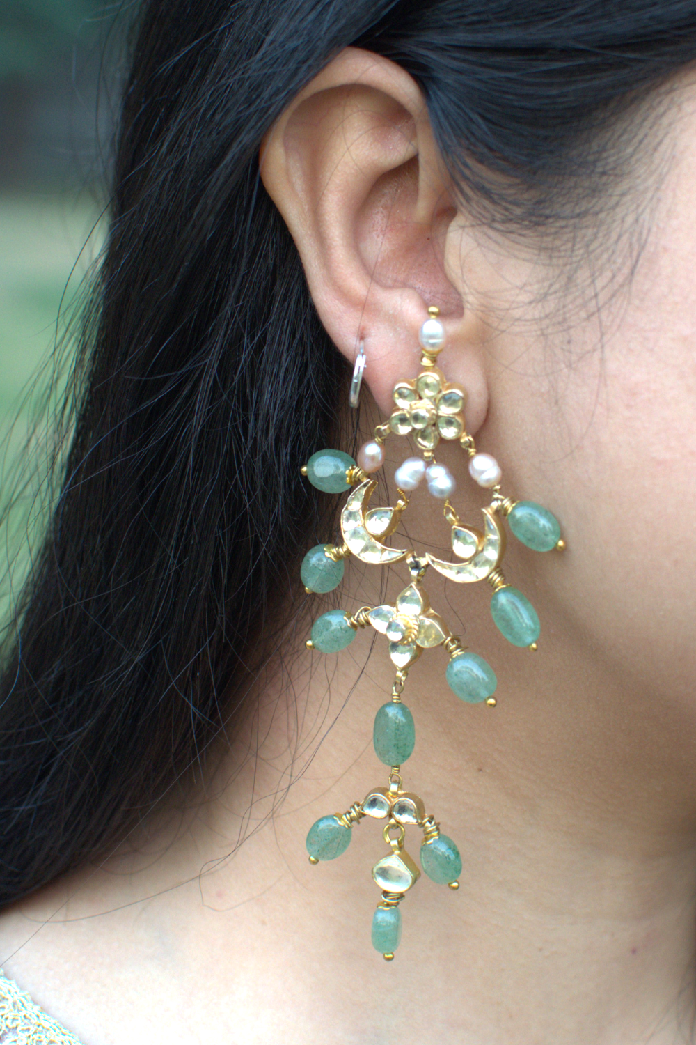 MOR PANKHI EARRINGS- GREEN