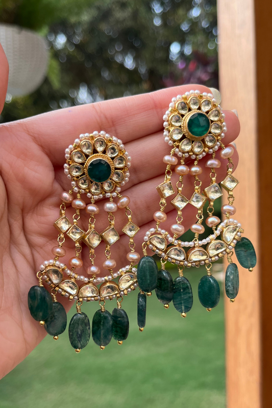 PUSHP PASSA EARRINGS- FOREST GREEN