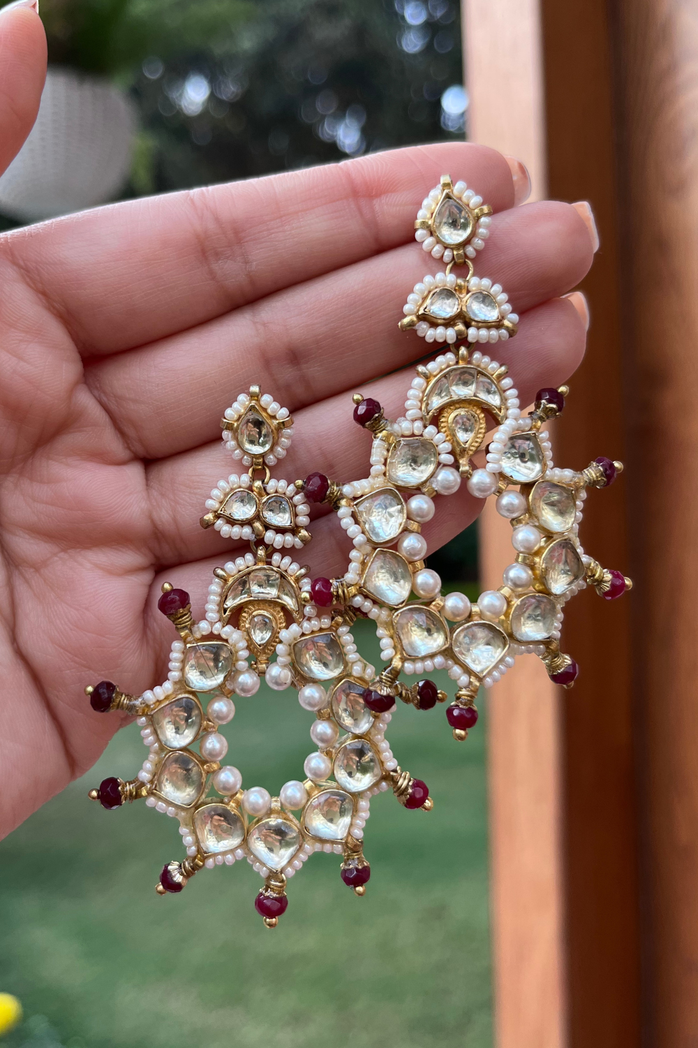 Buy Edwardian Earrings, Gold Plated Silver, Indo Western Earrings, Party  Wear Jewelry, Islamic Earrings, Pakistani Jewelry, Neelam Earrings Online  in India - Etsy