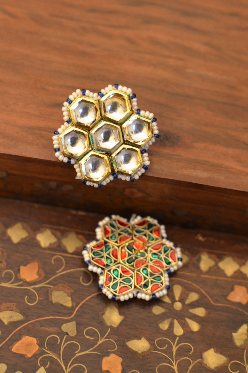 KUNDANKARI BLUE TIP EARRINGS