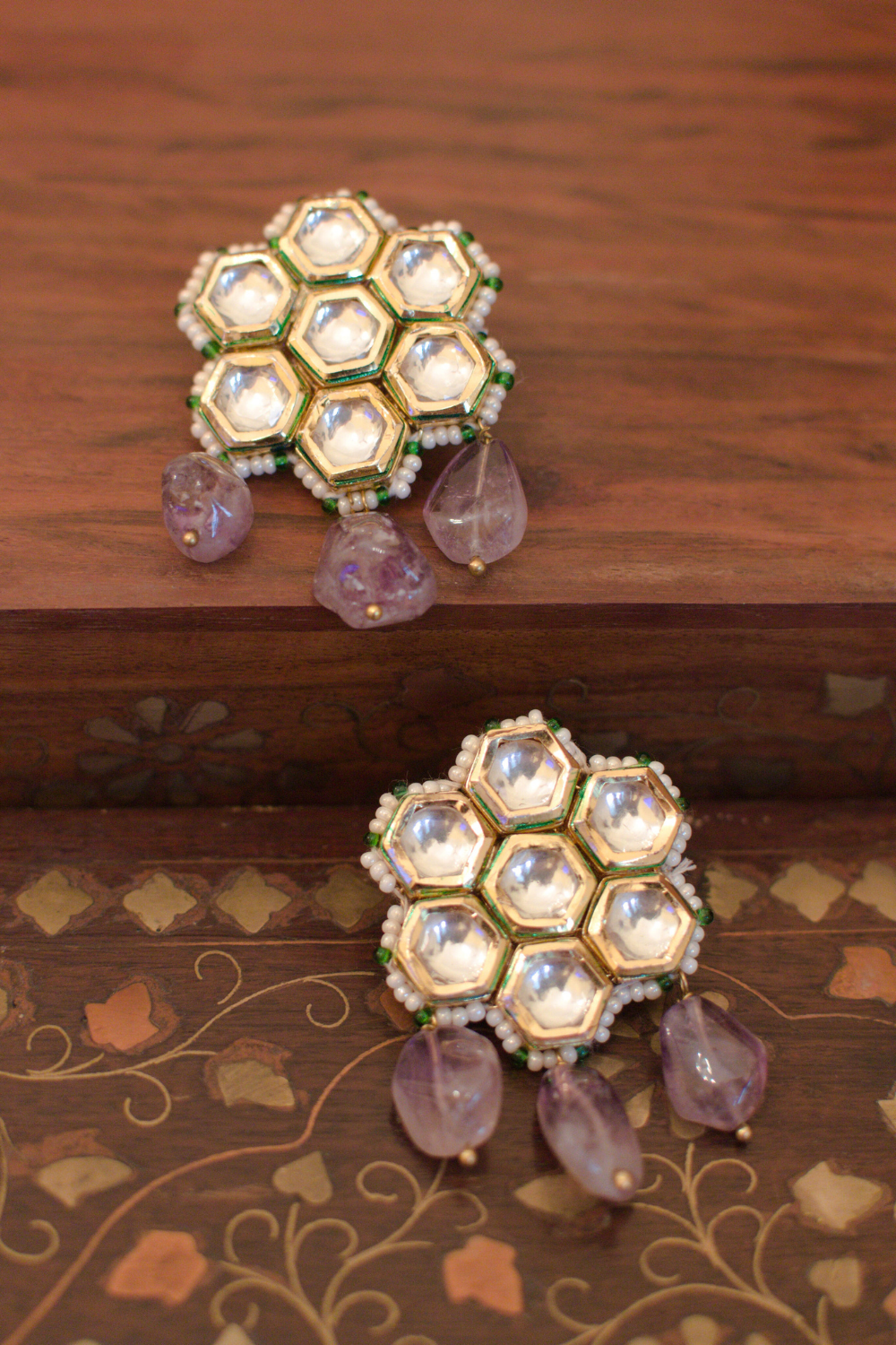 KUNDANKARI AMETHYST STONE EARRINGS