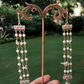 THREE LINE BIRD EARRINGS- PEARL DROP