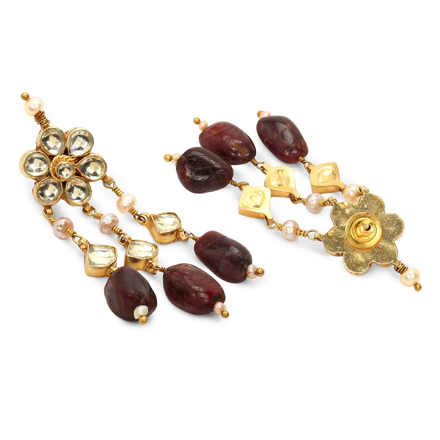 GUL NECKLACE/SHEESHPATTI SET - RUBY RED