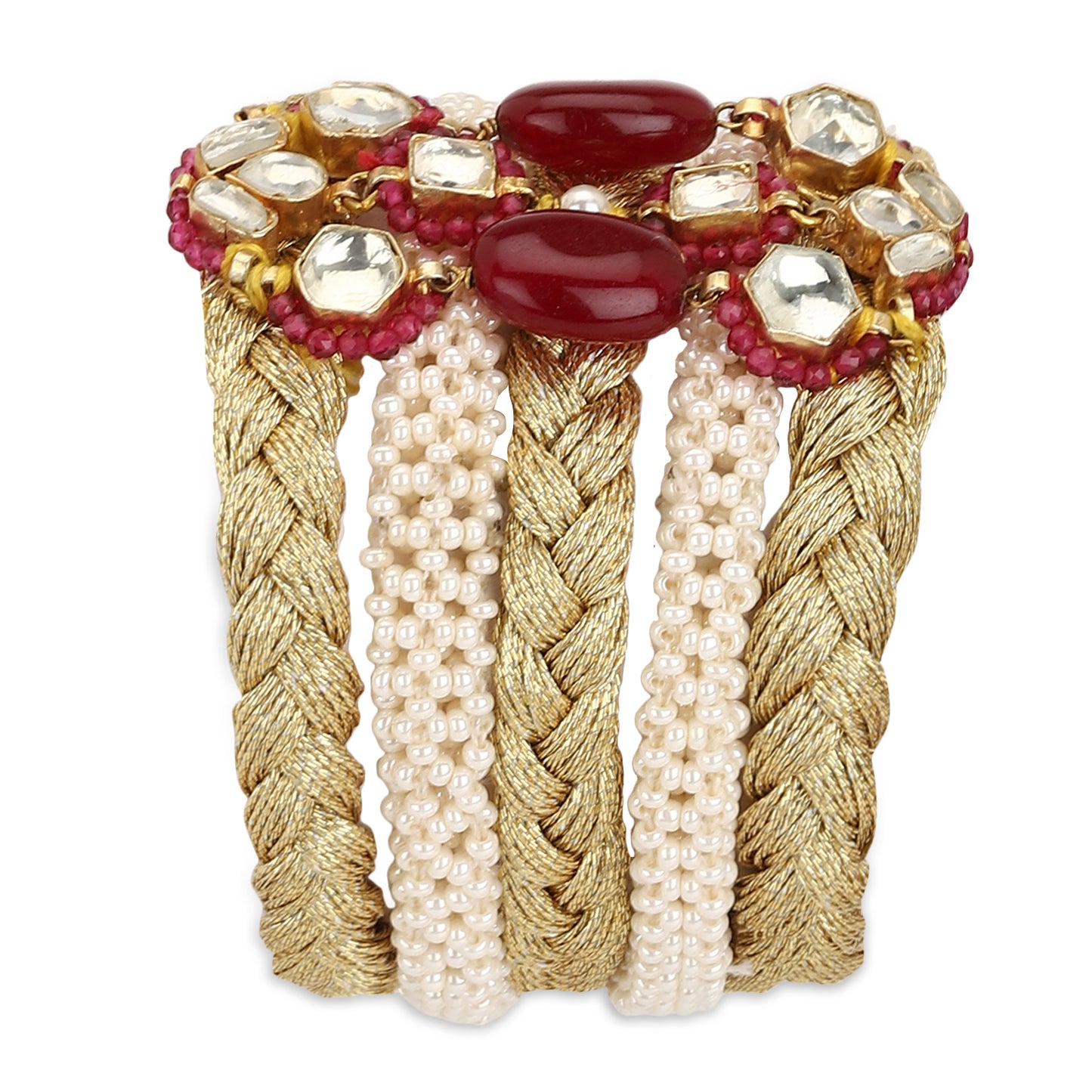 RESHAMI PEARL JAAL BRACELET/CHOKER - RED