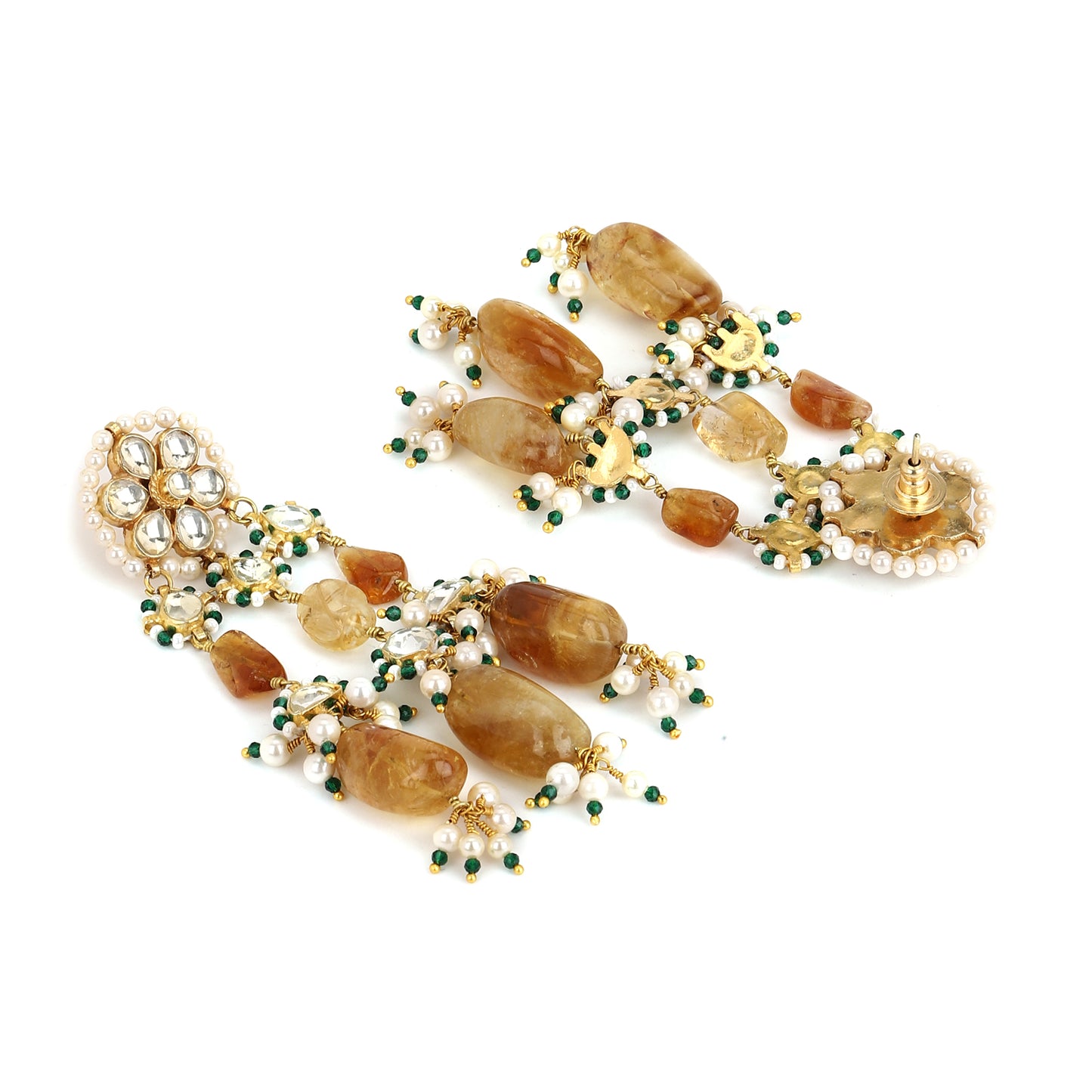 AMBER AHMEDABADI EARRINGS- GREEN