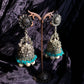 TURQUOISE FIGURINE JHUMKAS